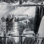 cutlery and glasses are washed in the dishwasher