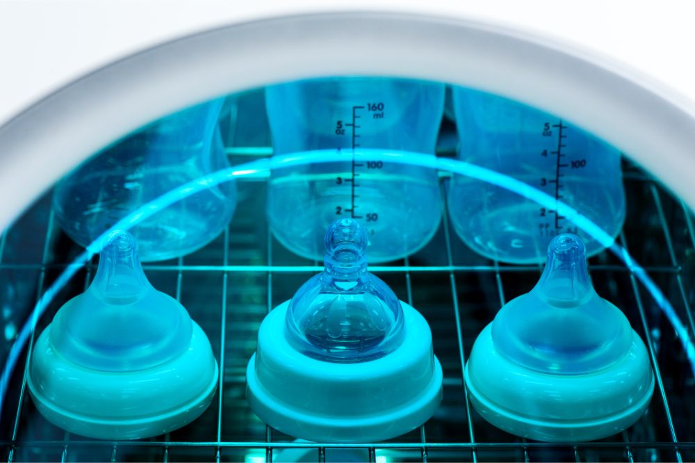 baby nipples and bottles in UV Sterilizer 